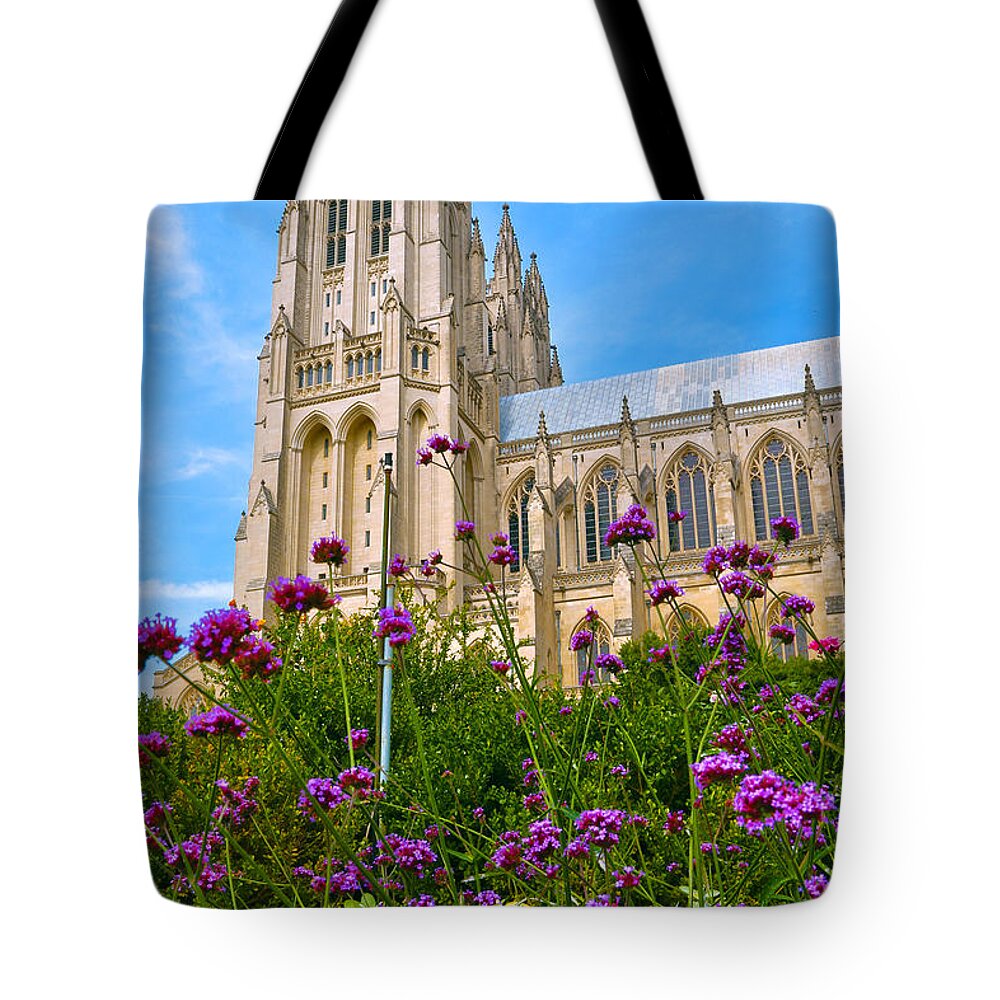 Washington National Cathedral Tote Bag featuring the photograph National Cathedral by Mitch Cat