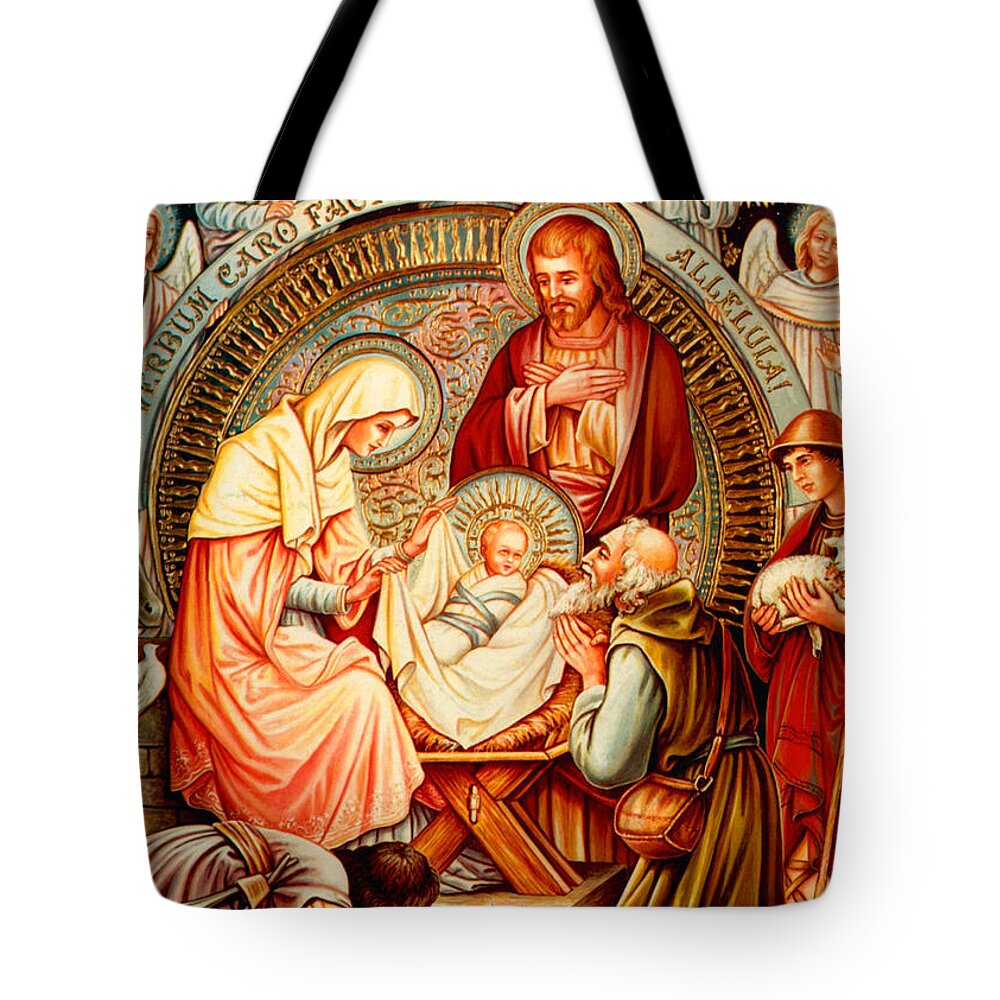 Nativity Tote Bag featuring the photograph Nativity and Angels by Munir Alawi
