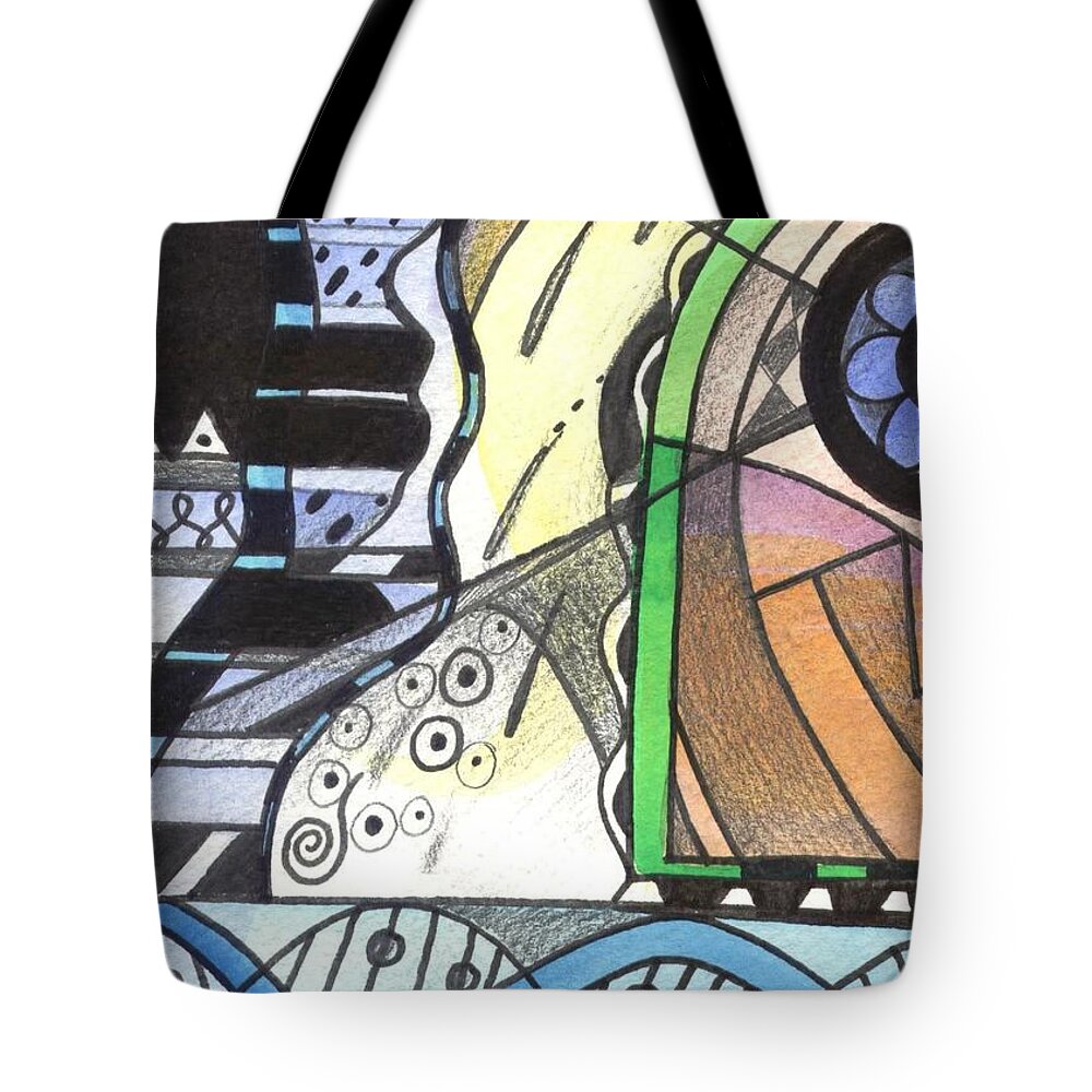 Abstract Tote Bag featuring the painting Nature And Nurture by Helena Tiainen