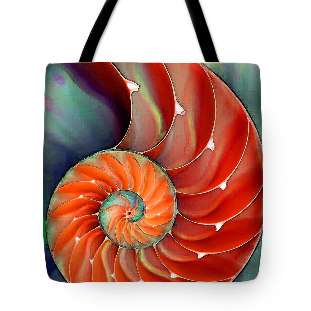 Nautilus Tote Bag featuring the painting Nautilus Shell - Nature's Perfection by Sharon Cummings