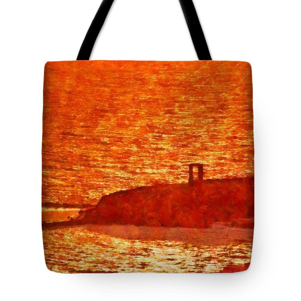 Rossidis Tote Bag featuring the painting Naxos by George Rossidis