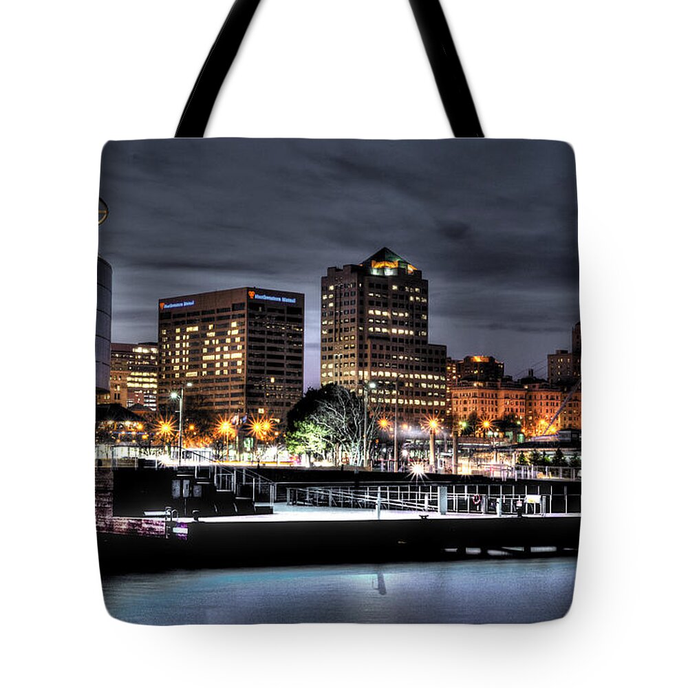 Water Tote Bag featuring the photograph NCAA in Lights by Deborah Klubertanz