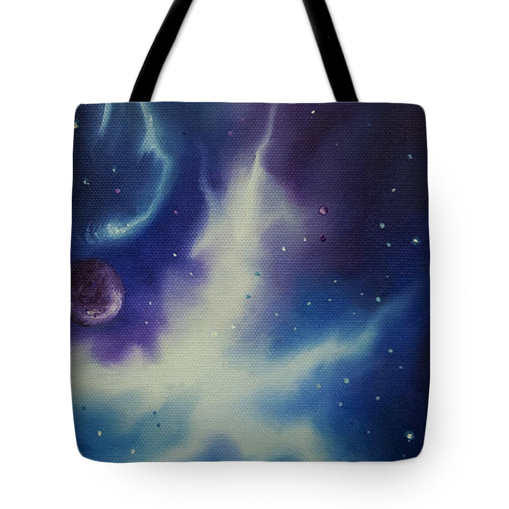 Purple; Red; Blue; Stunning; Landscape; James C. Hill; Copyright 2014 - James Christopher Hill; Jameshillgallery.com; Sci-fi; Science Fiction; Spheres; Power; Light; Ball; Motion; Concept Art; Concept Sketch; Nebula; Astronomy; Space; Gas; Planet; Star Tote Bag featuring the painting Nebulae NGC -1014 by James Hill