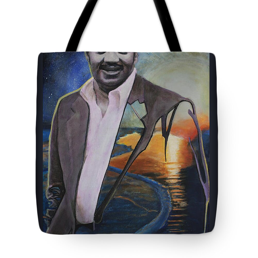 Cosmos Tote Bag featuring the painting Neil deGrasse Tyson- Shore of the Cosmic Ocean by Simon Kregar