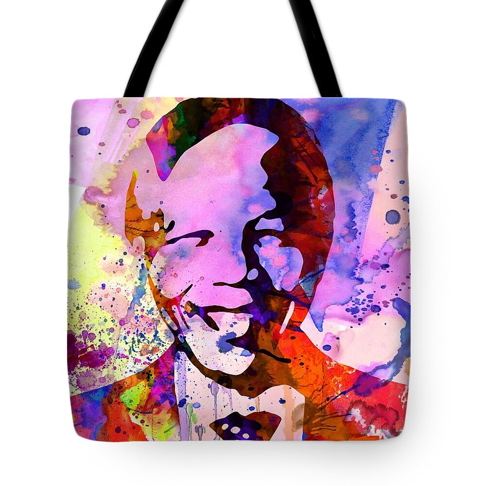  Tote Bag featuring the painting Nelson Mandela Watercolor by Naxart Studio