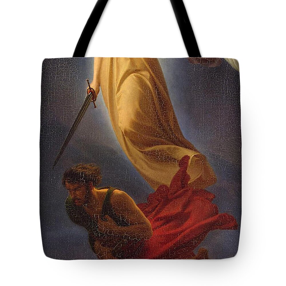 Alfred Rethel Tote Bag featuring the painting Nemesis by Alfred Rethel