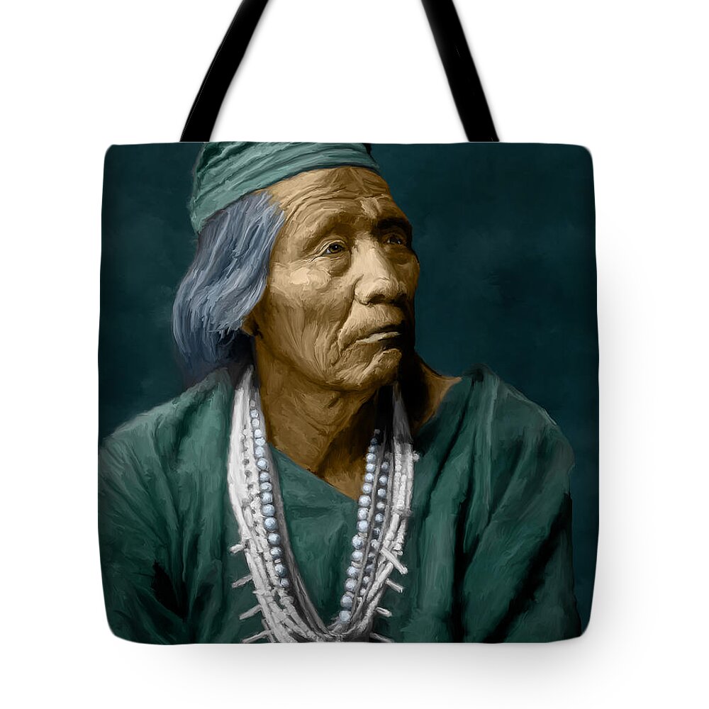 Navajo Tote Bag featuring the digital art Nesjaja Hatali - Navaho by Rick Mosher