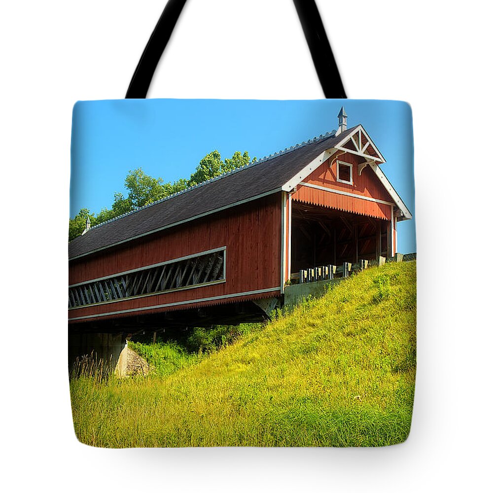Bridge Tote Bag featuring the photograph Netcher Road Bridge by Skip Tribby