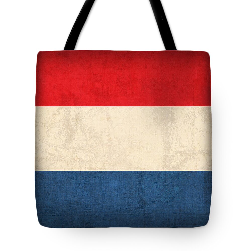 Netherlands Flag Vintage Distressed Finish Holland Europe Country Nation Dutch Tote Bag featuring the mixed media Netherlands Flag Vintage Distressed Finish by Design Turnpike