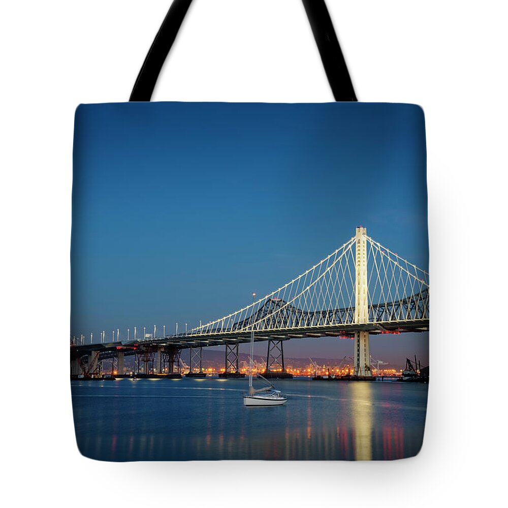 San Francisco Tote Bag featuring the photograph New Eastern Span Of The Bay Bridge At by Thomas Winz