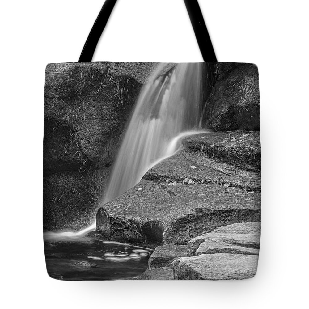 New Hampshire Tote Bag featuring the photograph New Hampshire Waterfall Black and White by Nancy De Flon