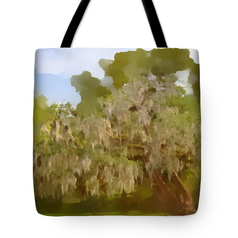 Spanish Tote Bag featuring the photograph New Orleans Spanish Moss on Live Oaks by Alexandra Till