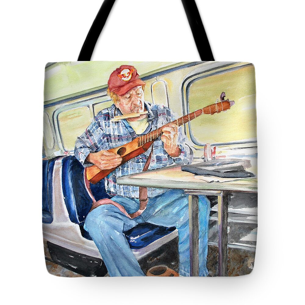 Musician Tote Bag featuring the painting New Orleans Train To Hattiesburg by Cynthia Parsons