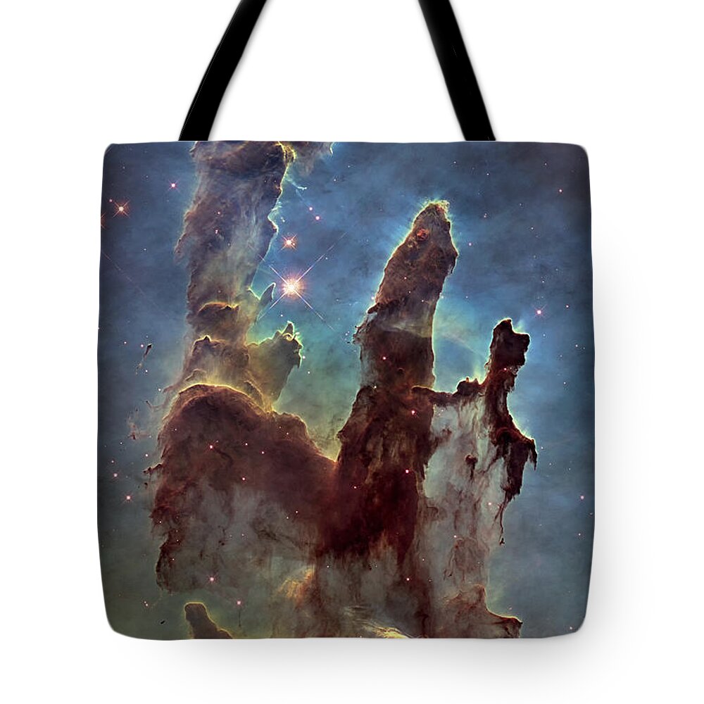 3scape Tote Bag featuring the photograph Hubble Pillars of Creation HD Tall by Adam Romanowicz