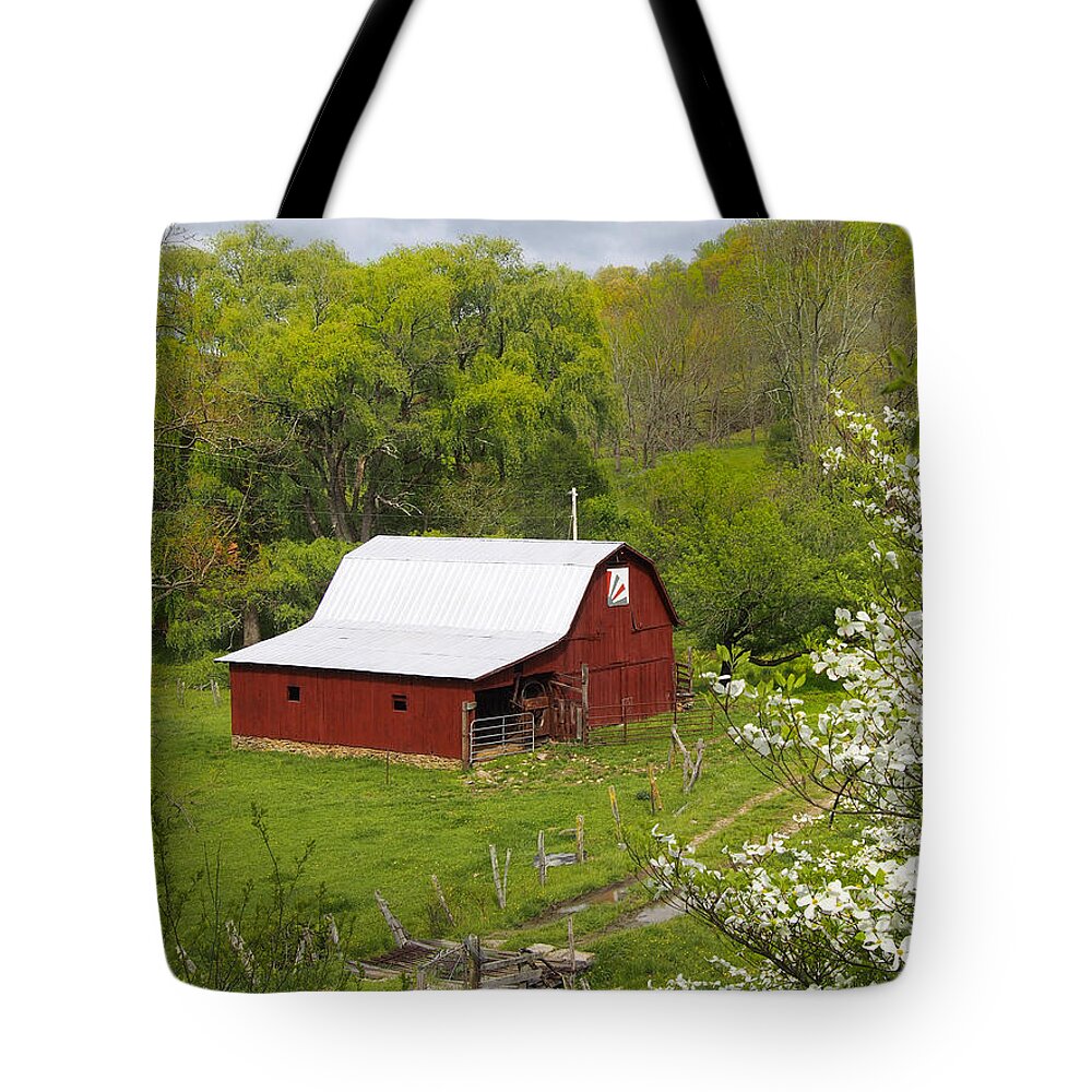 Red Barn Tote Bag featuring the photograph New Red Paint 2 by Mike McGlothlen