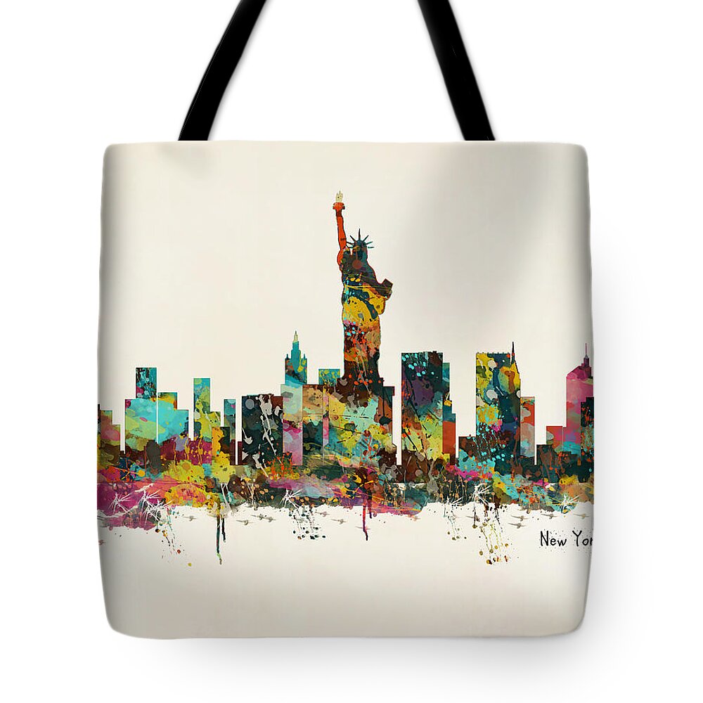 New York Skyline Tote Bag featuring the painting New York by Bri Buckley