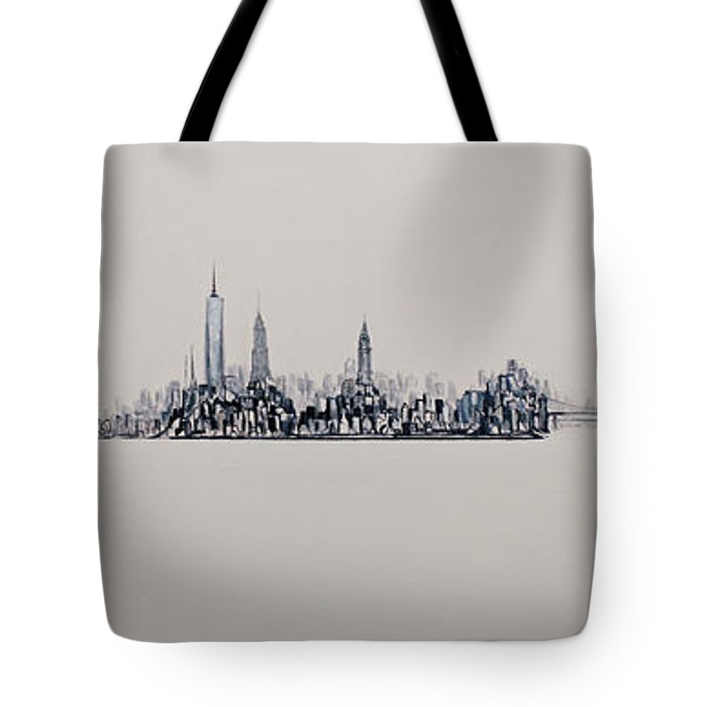 Painting Tote Bag featuring the painting New York City 2013 Skyline, by Jack Diamond