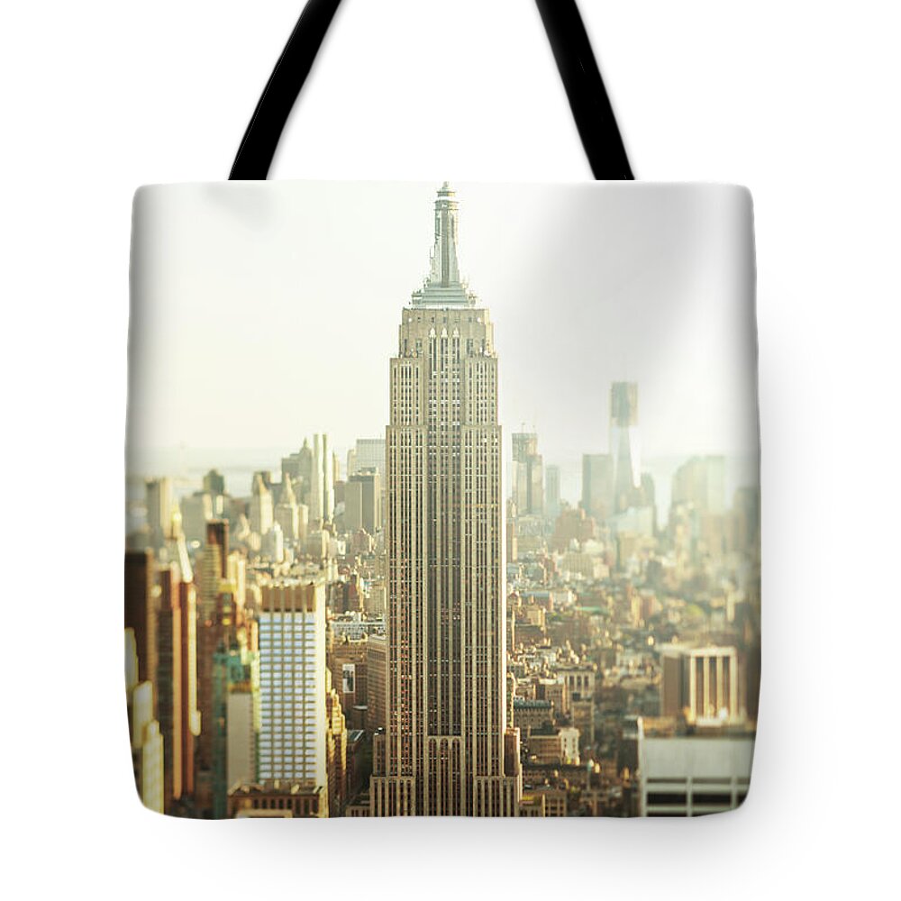 Lower Manhattan Tote Bag featuring the photograph New York City Midtown Skyline, Usa by Mbbirdy