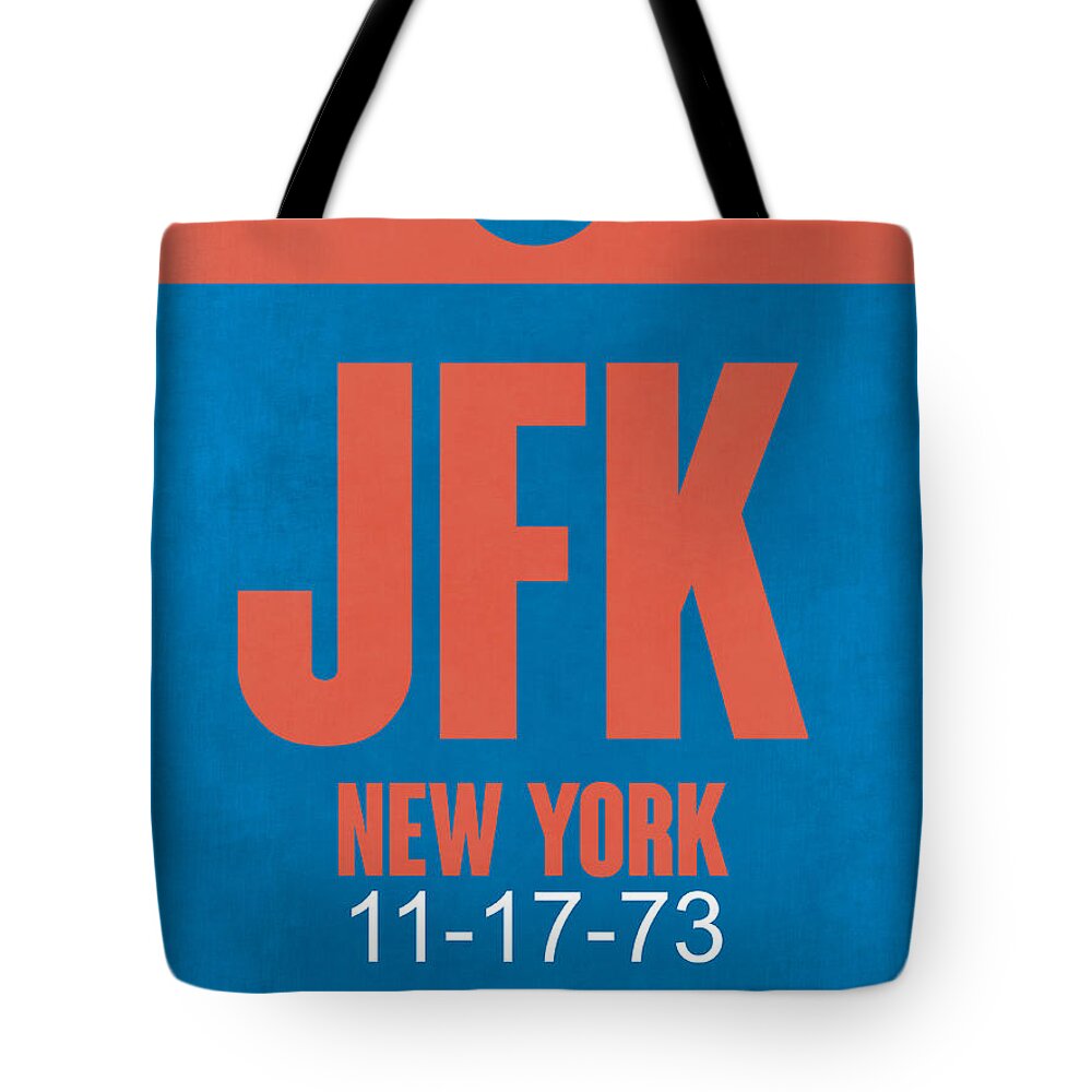 New York Tote Bag featuring the digital art New York Luggage Tag Poster 1 by Naxart Studio