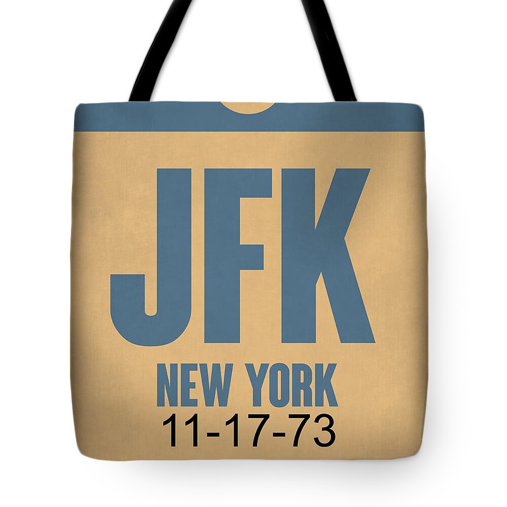New York Tote Bag featuring the digital art New York Luggage Tag Poster 2 by Naxart Studio