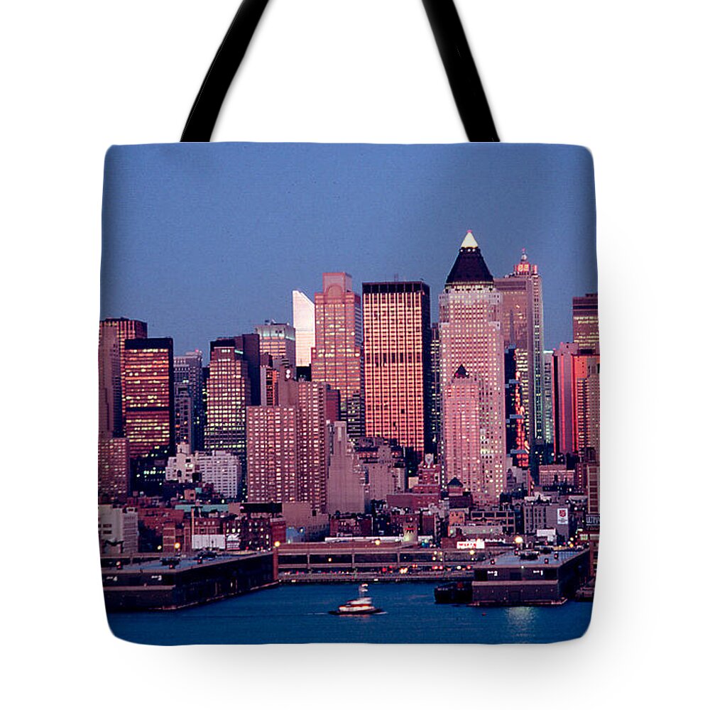 Nyc Tote Bag featuring the photograph New York Skyline at Dusk by Anthony Sacco
