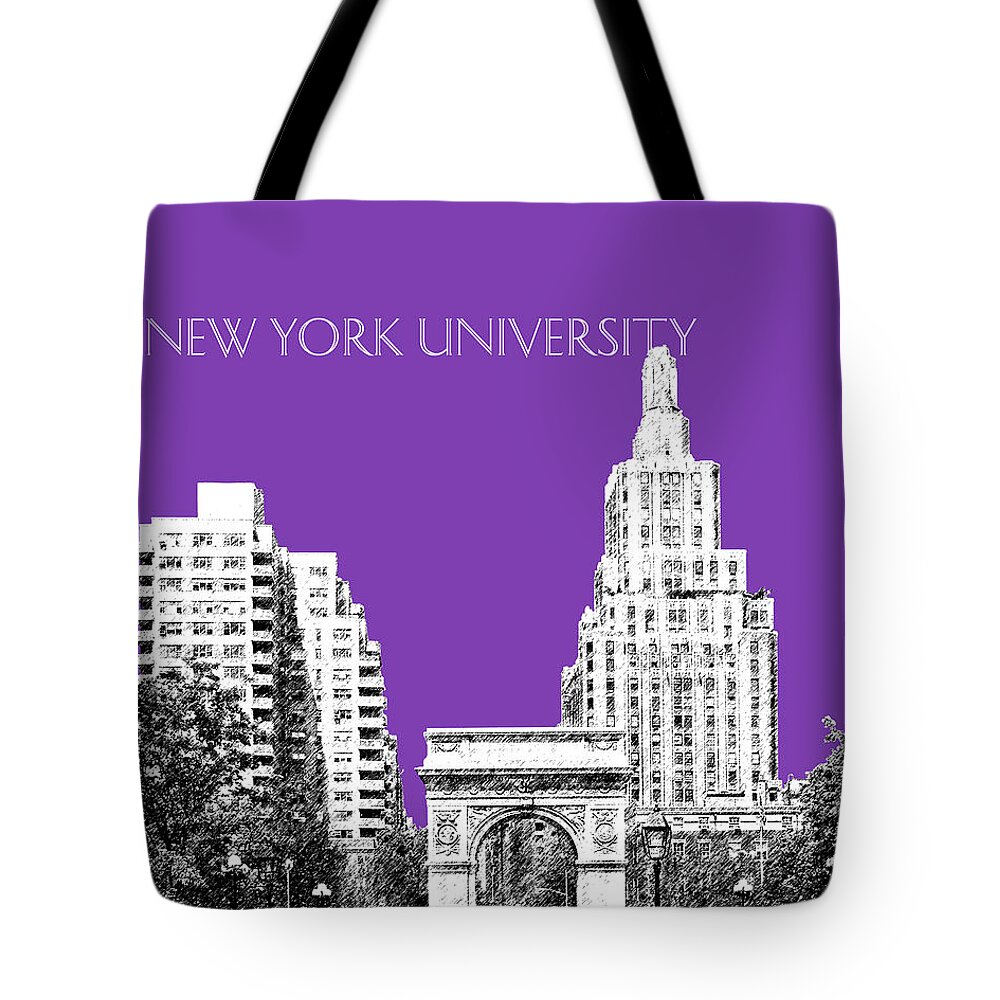 University Tote Bag featuring the digital art New York University - Washington Square Park - Purple by DB Artist