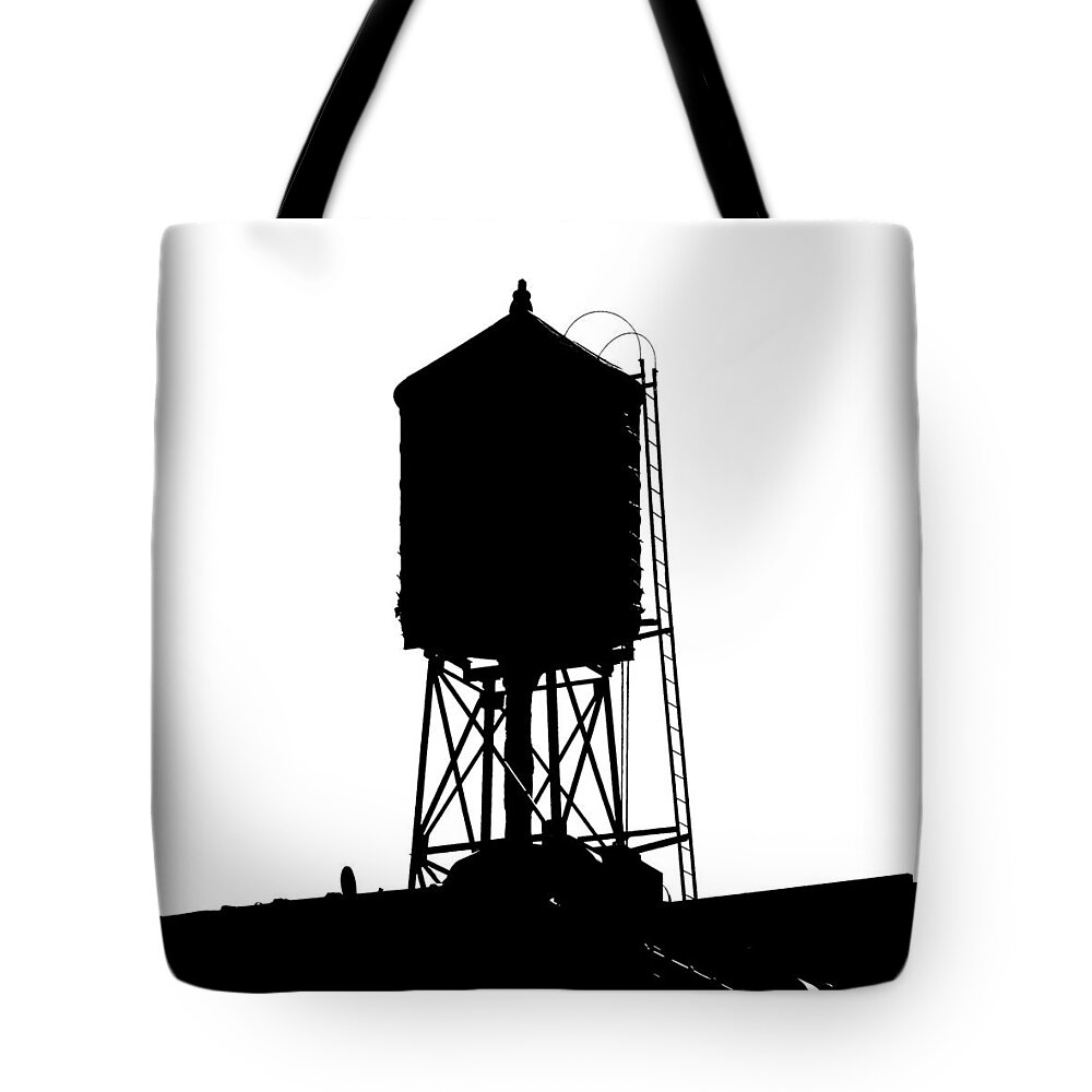Water Towers Tote Bag featuring the photograph New York water tower 17 - Silhouette - Urban icon by Gary Heller
