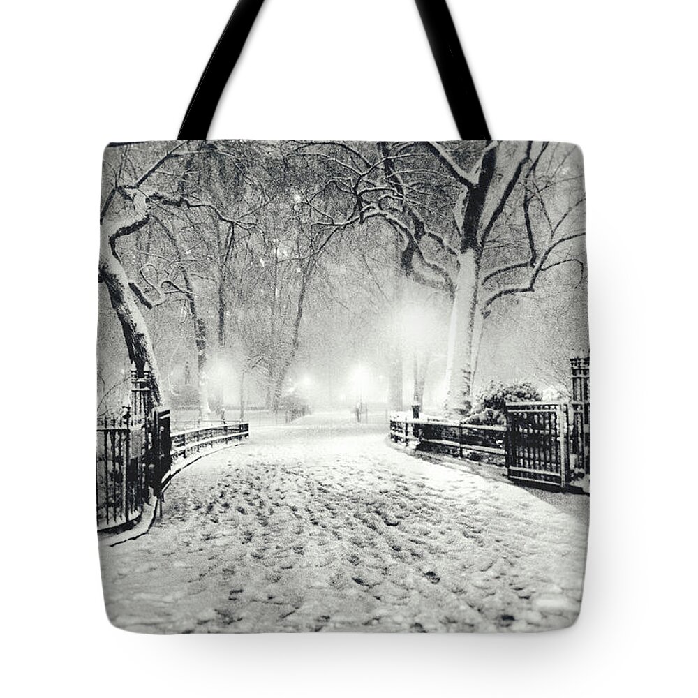 Nyc Tote Bag featuring the photograph New York Winter Landscape - Madison Square Park Snow by Vivienne Gucwa