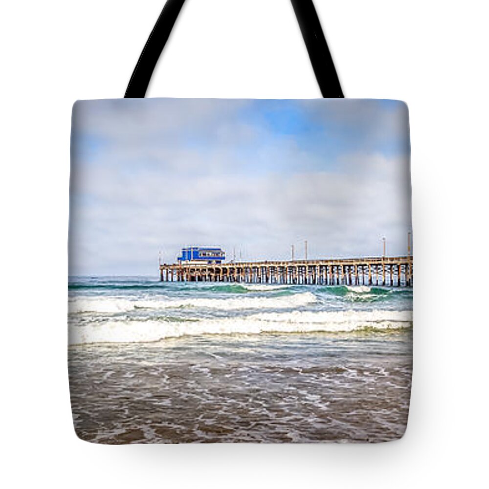 America Tote Bag featuring the photograph Newport Beach California Pier Panorama Photo by Paul Velgos