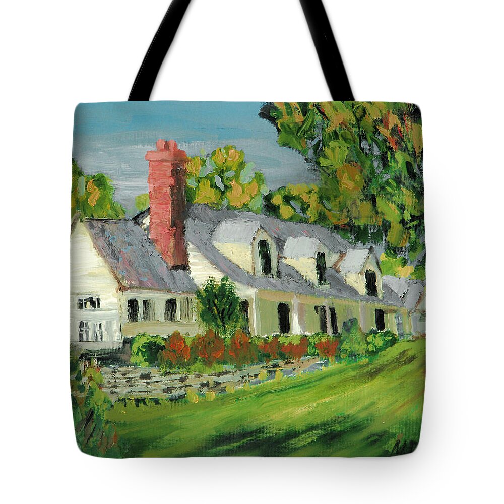 Wooden Duck Inn Cape Cod House Gable Tree Kittatinny Valley State Park Scenic Tote Bag featuring the painting Next to the Wooden Duck Inn by Michael Daniels