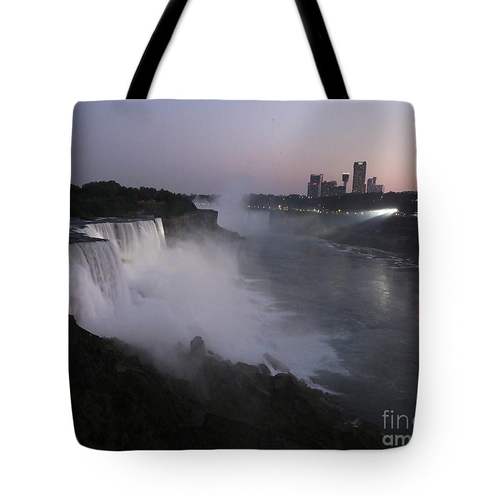 Waterfall Tote Bag featuring the photograph Niagara at Dusk by Lizi Beard-Ward