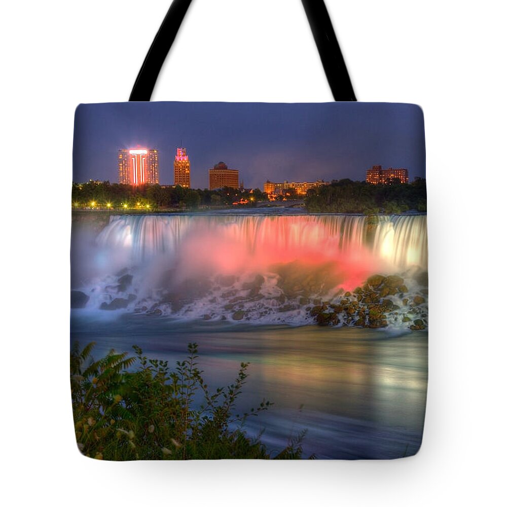 Niagara Falls Tote Bag featuring the photograph Niagara Falls Canada Sunset by Wayne Moran