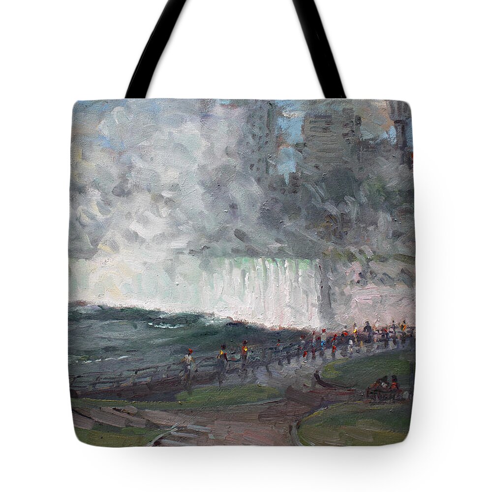 Niagara Falls Tote Bag featuring the painting Niagara Falls by Ylli Haruni