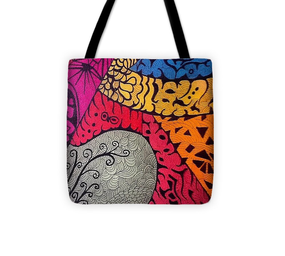 Art Tote Bag featuring the painting Nice Colors In A Doodling Designs I by Sandra Lira