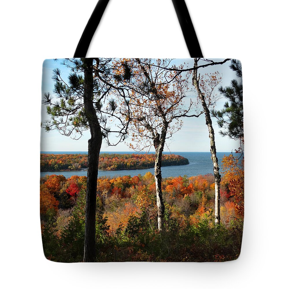 Nicolet Bay Tote Bag featuring the photograph Nicolet Bay Fall View by David T Wilkinson
