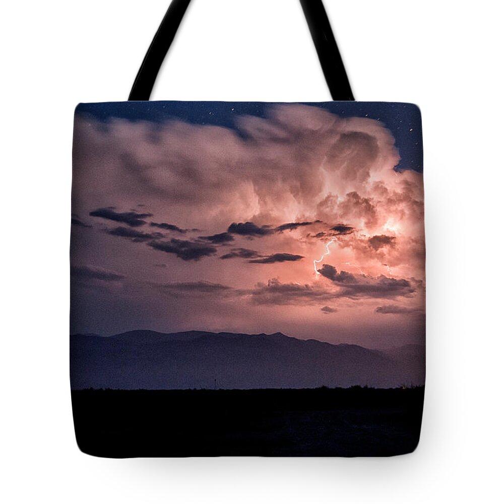 Clouds Tote Bag featuring the photograph Night Lightning by Cat Connor