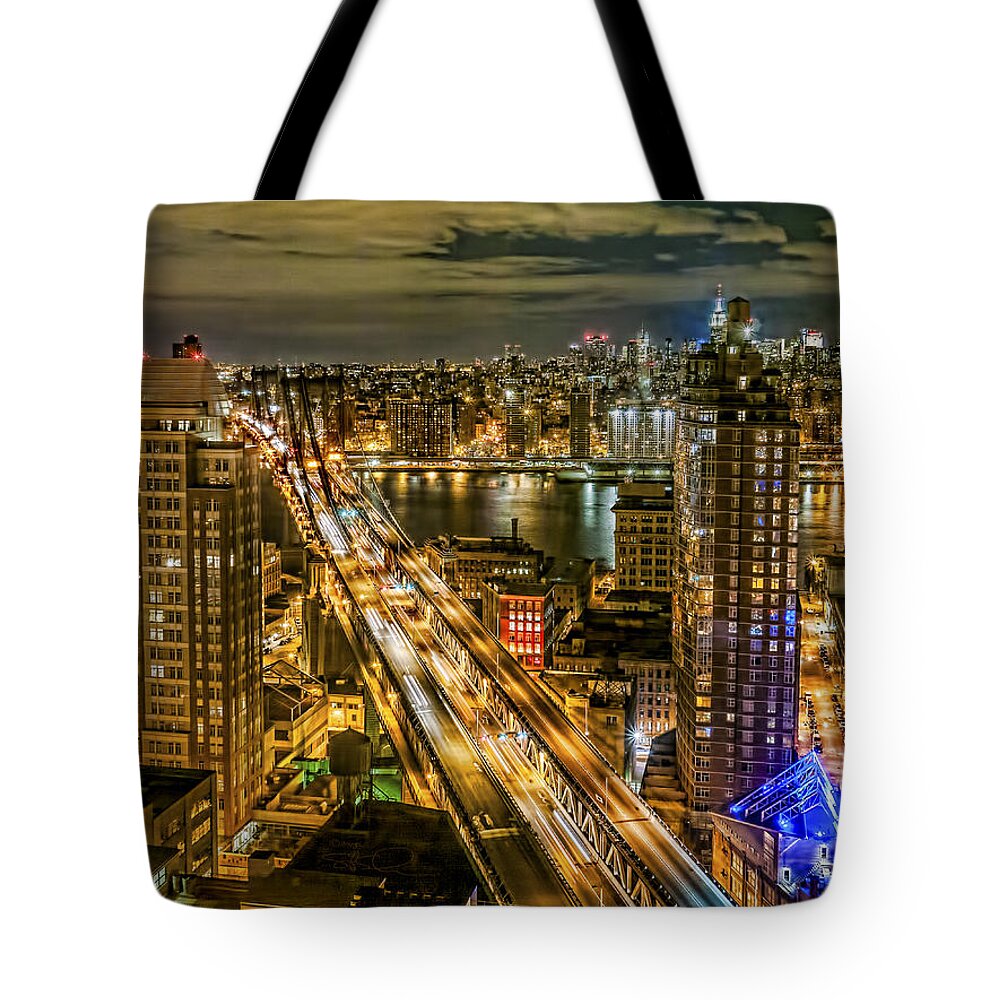 Midtown Tote Bag featuring the photograph Night Skyline by S Paul Sahm