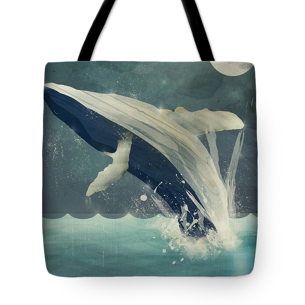 Whales Tote Bag featuring the painting Night Swimming by Bri Buckley