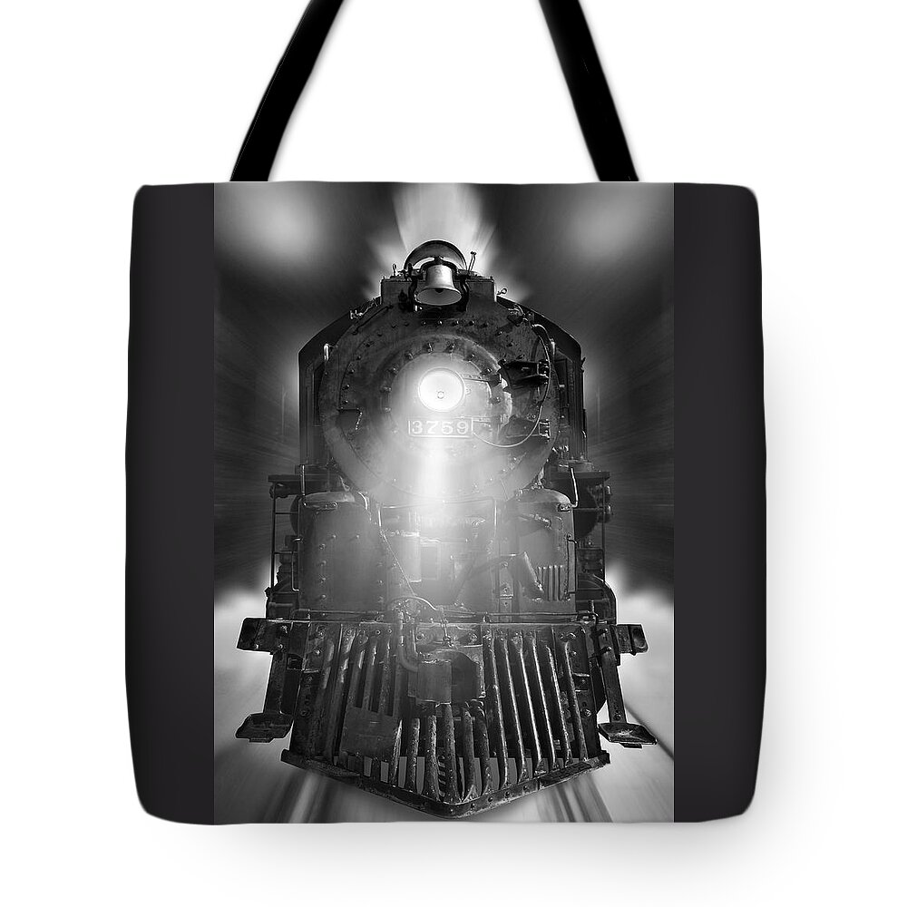 Transportation Tote Bag featuring the photograph Night Train On The Move by Mike McGlothlen