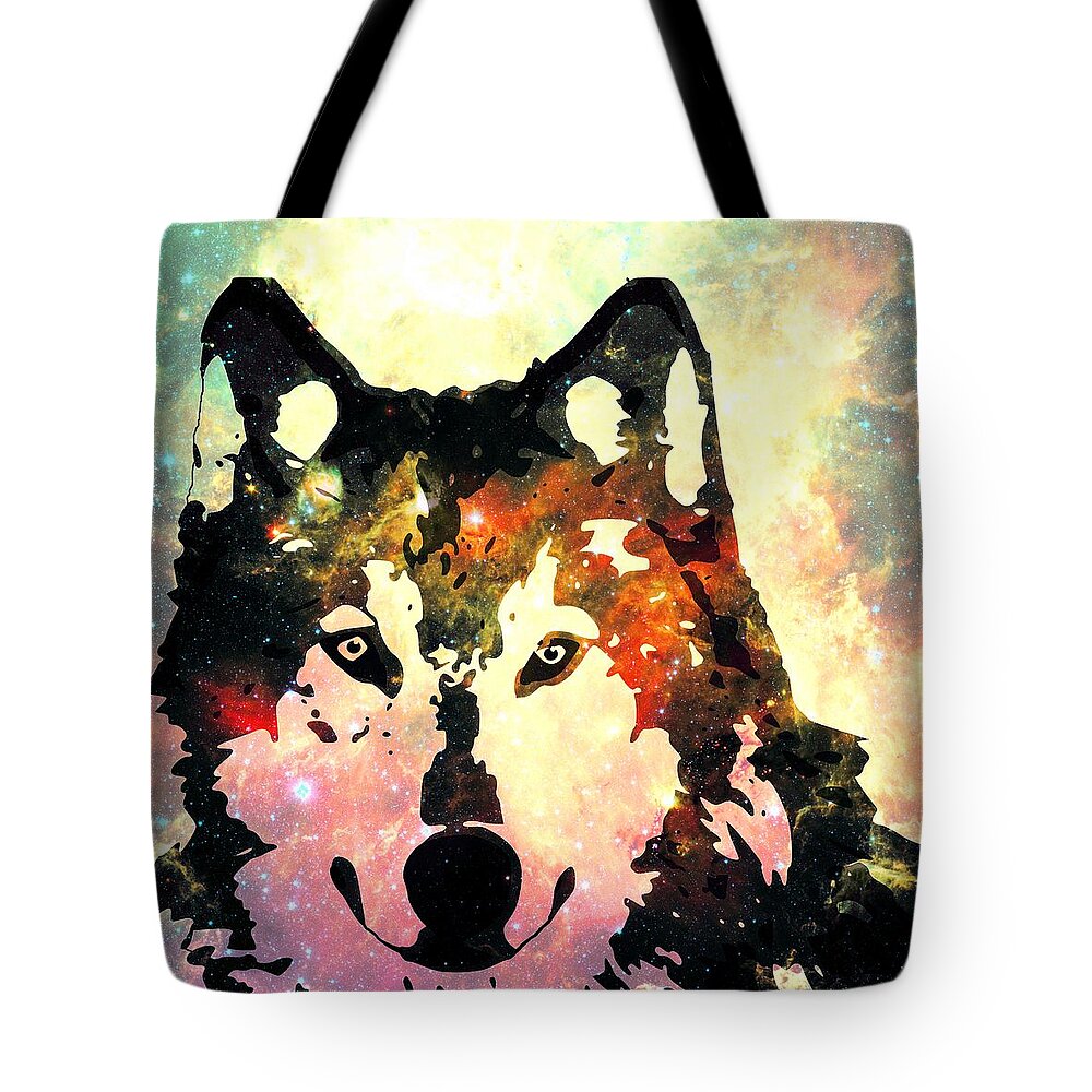 Malakhova Tote Bag featuring the digital art Night Wolf by Anastasiya Malakhova