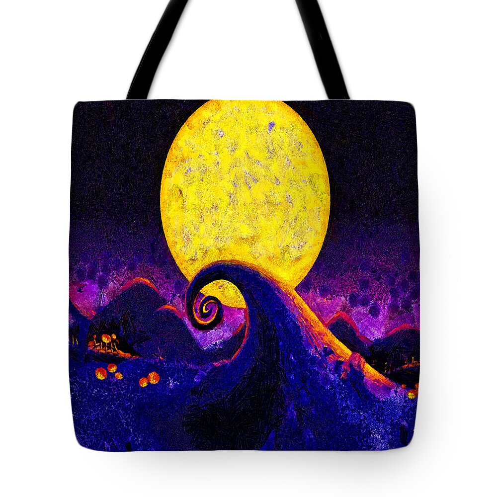 Midnight Streets Tote Bag featuring the painting Nightmare Before Christmas by Joe Misrasi