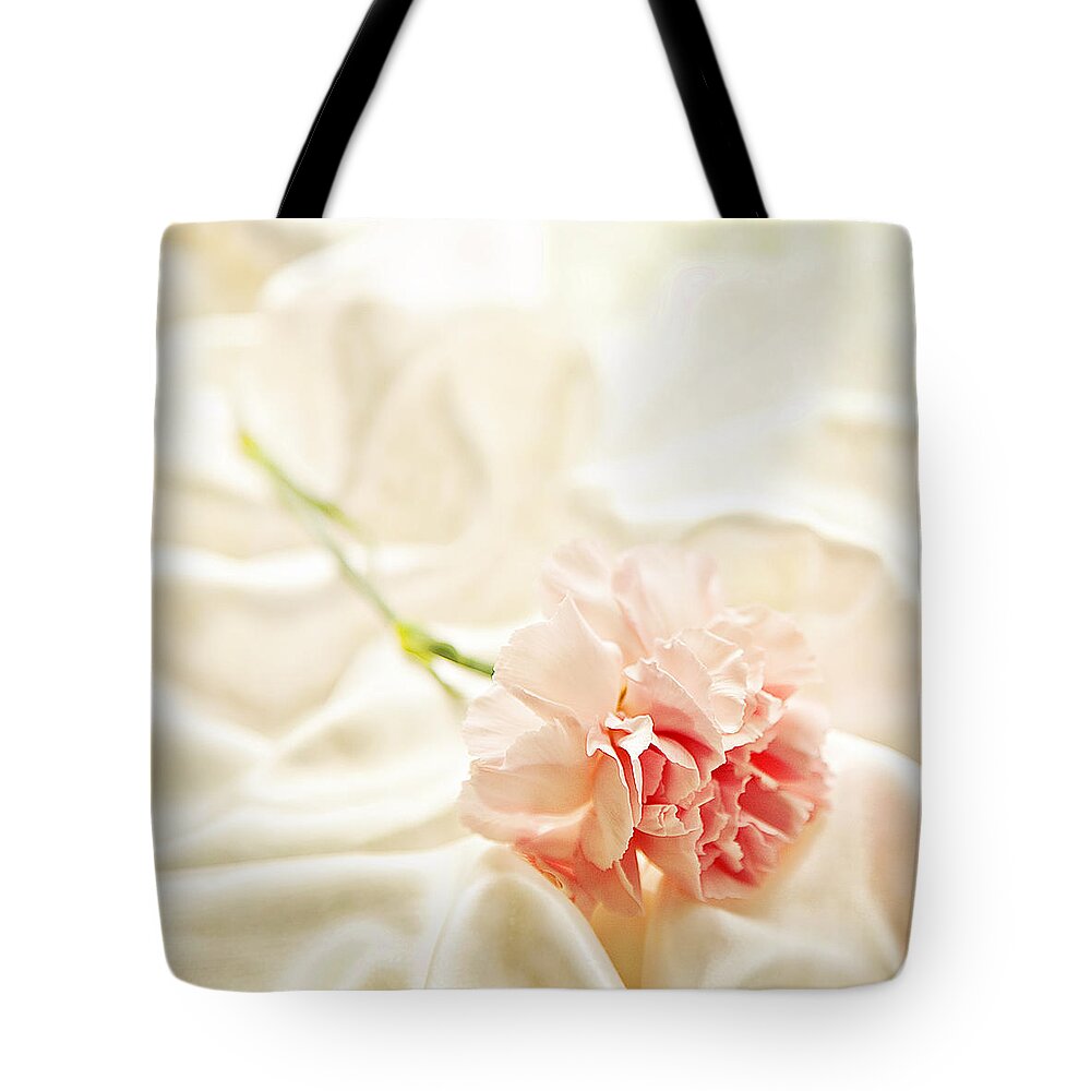 Satin Tote Bag featuring the photograph Nights In White Satin by Theresa Tahara