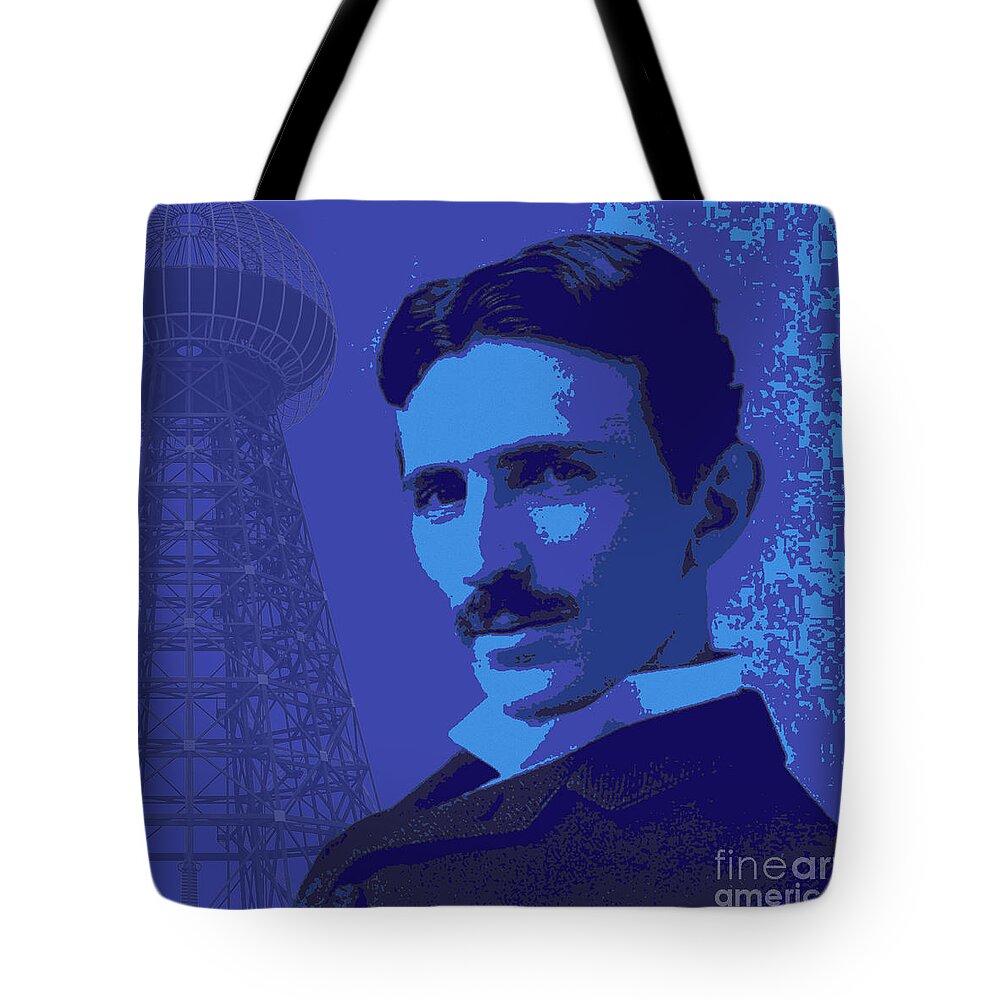 Nikola Tesla Tote Bag featuring the digital art Nikola Tesla #2 by Jean luc Comperat