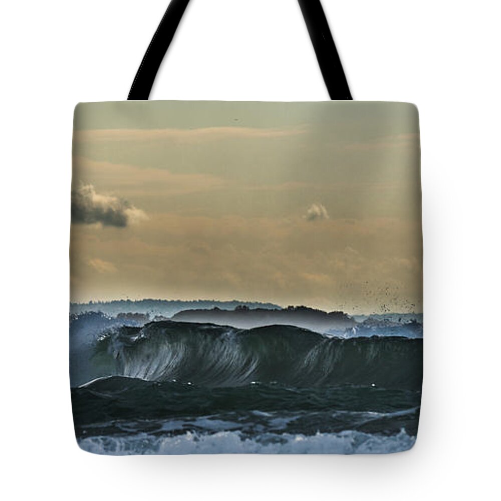 Seascape Coastal Storm Tote Bag featuring the photograph Ninth Wave Mediterranean by Michael Goyberg