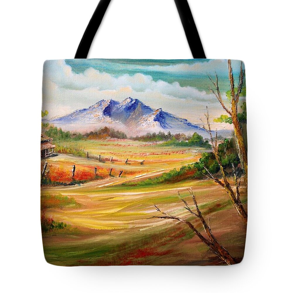 Landscape Tote Bag featuring the painting Nipa Hut 2 by Remegio Onia