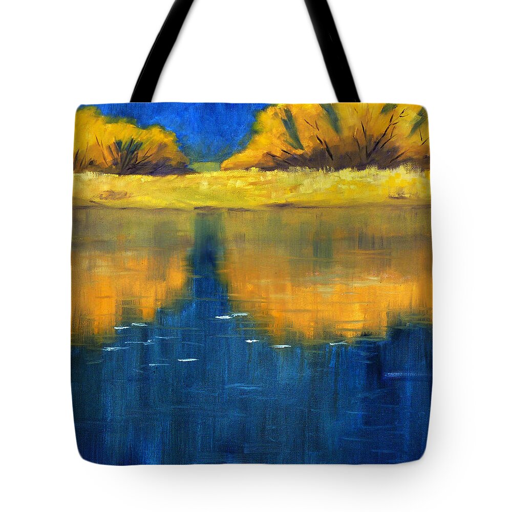 Nisqually River Tote Bag featuring the painting Nisqually Reflection by Nancy Merkle