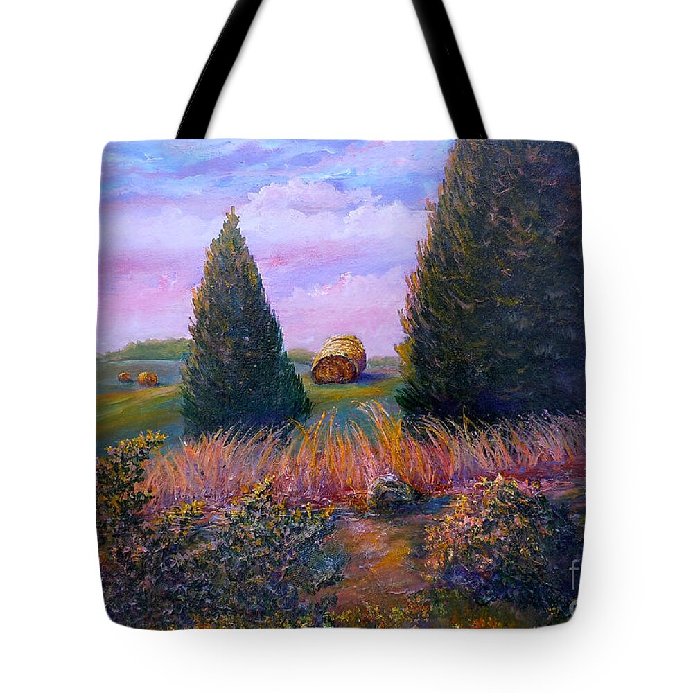 Landscape Tote Bag featuring the painting Nixon's Early Morning View On Old Rapidan Road by Lee Nixon