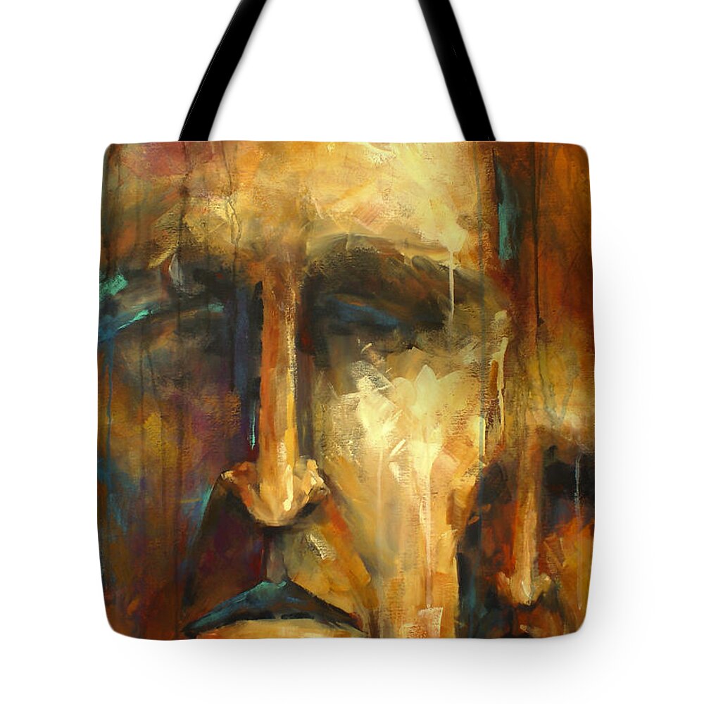 Portrait Tote Bag featuring the painting 'no Choice' by Michael Lang