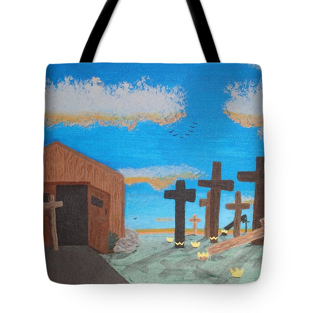 Crosses Tote Bag featuring the painting No Cross No Crown 1 by Barbara Evans