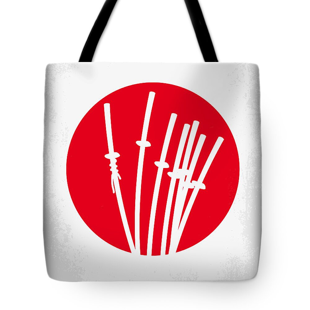 The Seven Samurai Tote Bag featuring the digital art No200 My The Seven Samurai minimal movie poster by Chungkong Art